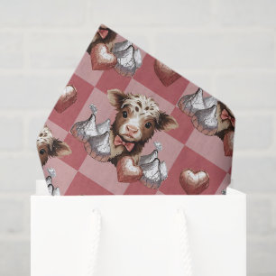 Highland Cow Valentine Heart Chocolate Tissue Paper