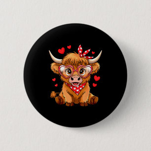 Highland Cow Valentines Day Funny Hearts Valentine 6 Cm Round Badge