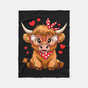 Highland Cow Valentines Day Funny Hearts Valentine Fleece Blanket