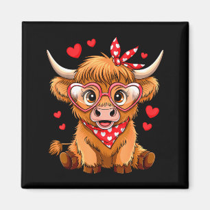 Highland Cow Valentines Day Funny Hearts Valentine Magnet