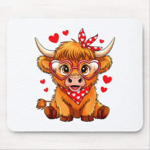 Highland Cow Valentines Day Funny Hearts Valentine Mouse Mat