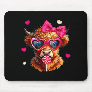 Highland Cow Valentines Day Funny Hearts Valentine Mouse Mat