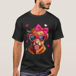 Highland Cow Valentines Day Funny Hearts Valentine T-Shirt