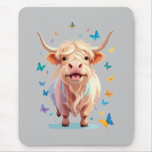 Highland Cow Vector Painting Adorable Fun Animal Mouse Mat