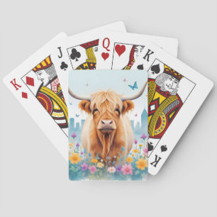 Highland Cow Vintage Animal Nature Forest City Art Playing Cards