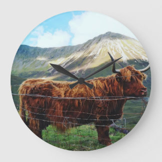Highland Cow Wall Clock - Rustic Scottish Decor