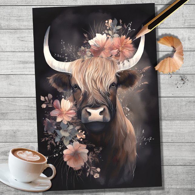 Highland Cow Watercolor 2 Decoupage Paper (Creator Uploaded)