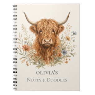 Highland Cow Watercolor Personalised Notebook