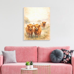Highland Cow - Watercolour Animals Canvas Print