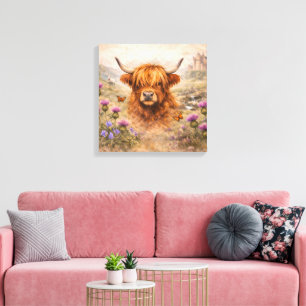 Highland Cow - Watercolour Animals Canvas Print