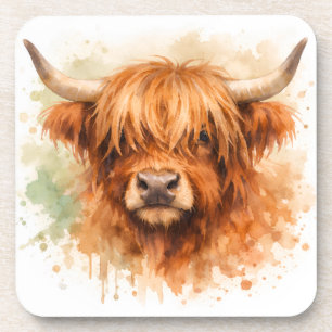 Highland Cow - Watercolour Animals Coaster