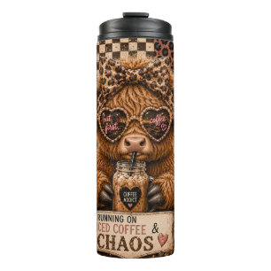 Highland Cow Wearing Sunglasses Thermal Tumbler