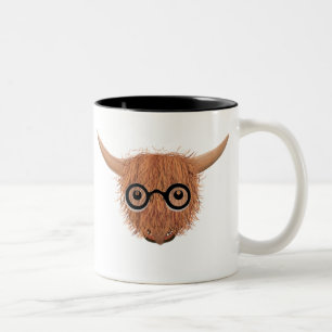 Highland Cow Wears Spectacles Mug
