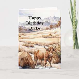 Highland Cow Western Birthday Card
