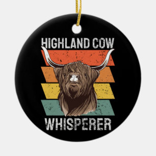 Highland Cow Whisperer Ceramic Tree Decoration