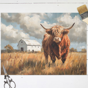 Highland Cow White Barn Rustic Decoupage Tissue Paper