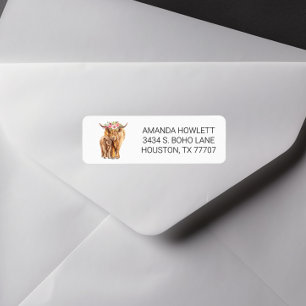 Highland Cow with Baby Watercolor