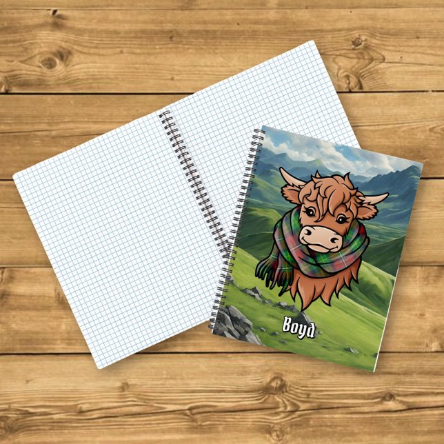 Highland Cow with Boyd Tartan Scarf Notebook (Creator Uploaded)