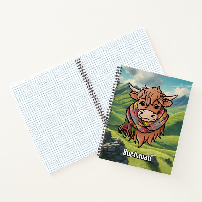 Highland Cow with Buchanan Tartan Scarf Notebook (Inside)