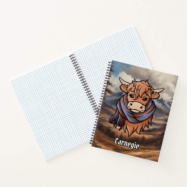 Highland Cow with Carnegie Tartan Scarf Notebook (Inside)