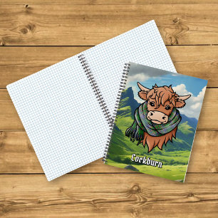 Highland Cow with Cockburn Tartan Scarf Notebook