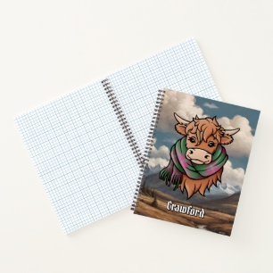 Highland Cow with Crawford Tartan Scarf Notebook