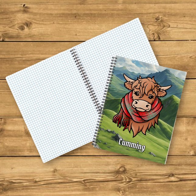 Highland Cow with Cumming Tartan Scarf Notebook (Creator Uploaded)