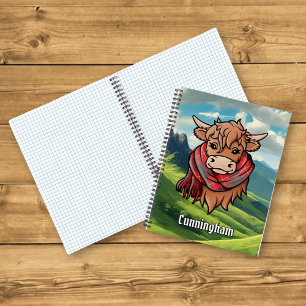 Highland Cow with Cunningham Tartan Scarf Notebook