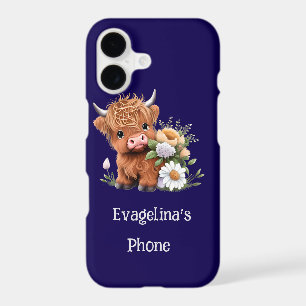 Highland Cow with Flowers Custom