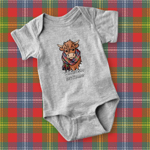 Highland Cow with Forrester Tartan Scarf Baby Bodysuit