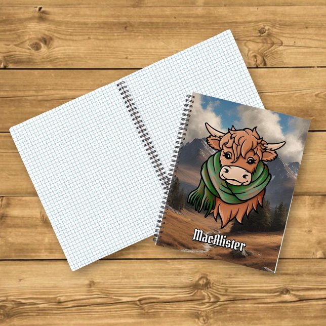 Highland Cow with Glenbar MacAlister Tartan Scarf Notebook (Creator Uploaded)