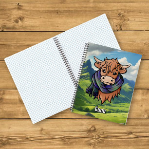 Highland Cow with Gunn Tartan Scarf Notebook