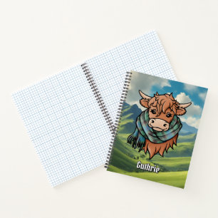 Highland Cow with Guthrie Tartan Scarf Notebook