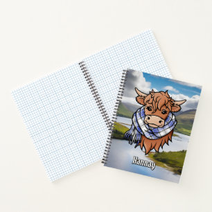 Highland Cow with Hannay Tartan Scarf Notebook