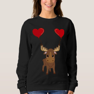 Highland Cow With Heart Balloon Valentines Day Lov Sweatshirt