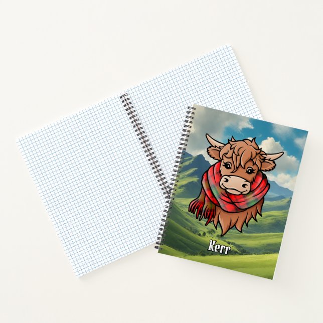 Highland Cow with Kerr Tartan Scarf Notebook (Inside)
