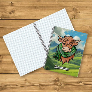 Highland Cow with MacArthur Tartan Scarf Notebook