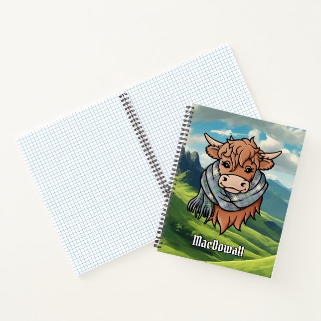 Highland Cow with MacDowall Tartan Scarf Notebook (Inside)