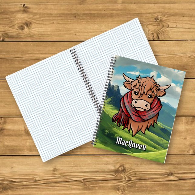 Highland Cow with MacQueen Tartan Scarf Notebook (Creator Uploaded)