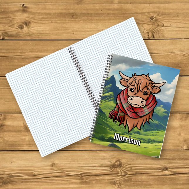 Highland Cow with Morrison Red Tartan Scarf Notebook (Creator Uploaded)