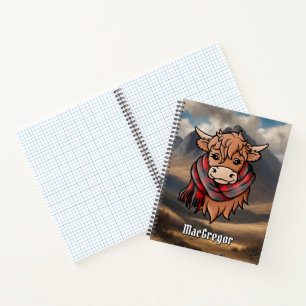 Highland Cow with Rob Roy MacGregor Tartan Scarf Notebook