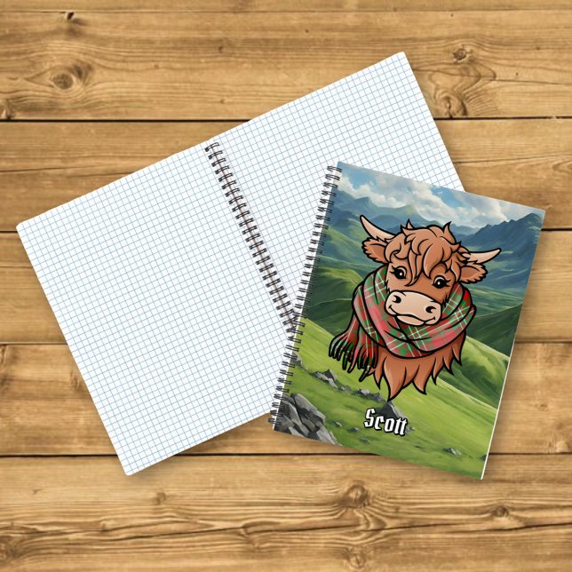 Highland Cow with Scott Red Tartan Scarf Notebook (Creator Uploaded)
