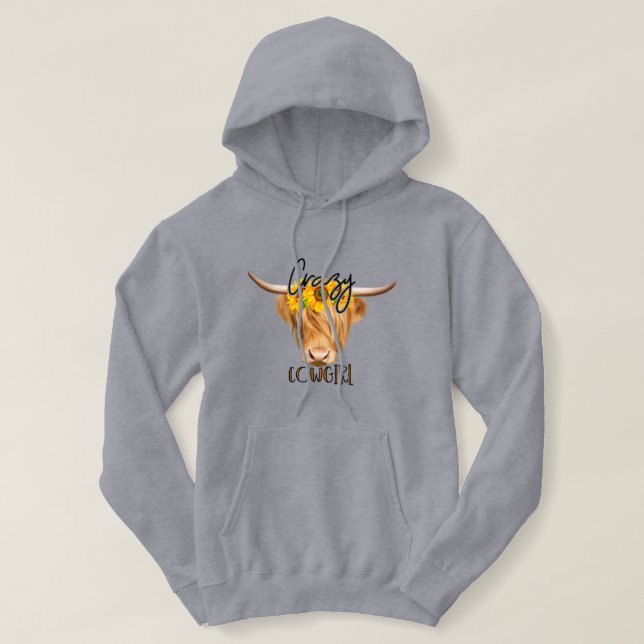 Highland Cow With Sunflower Decoration  Hoodie (Design Front)
