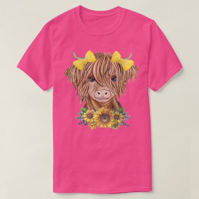 Highland Cow With Sunflowers  T-Shirt (Design Front)