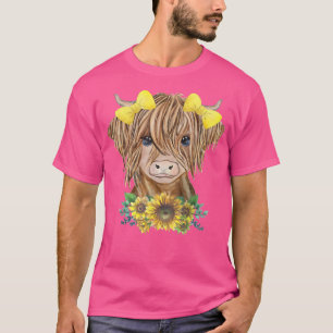 Highland Cow With Sunflowers  T-Shirt