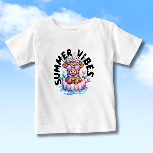 Highland Cow with Sunglasses Summer Vibes Baby T-Shirt