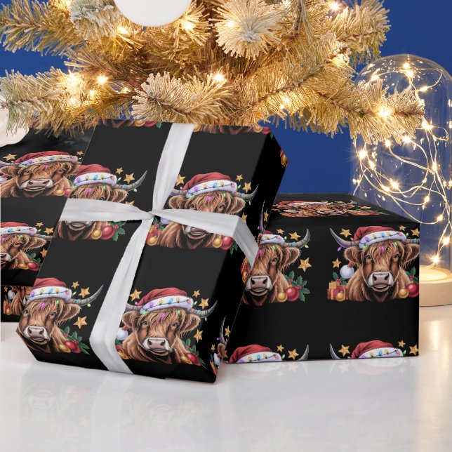 Highland Cow Xmas Heifers Farm Farmer Animal Lover Wrapping Paper (Holidays)