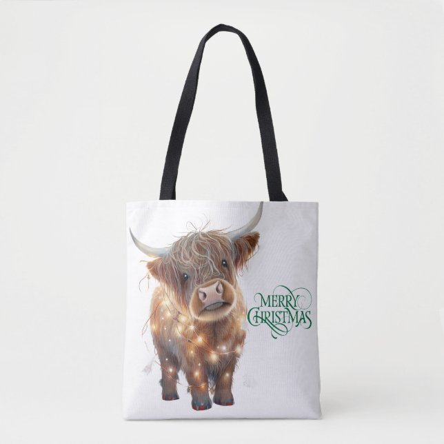 highland cow xmas Tote Bag (Front)