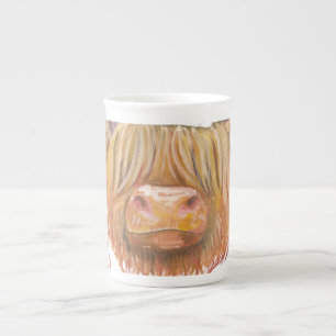 Highland Cow zoom nose bone china mug