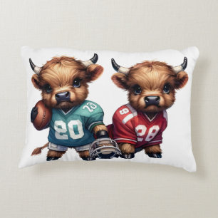 Highland Cows and Football Decorative Cushion
